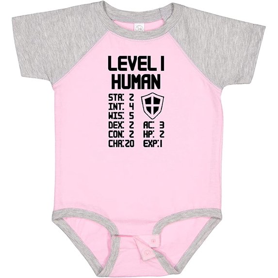 inktastic Level 1 Human Baby Bodysuit 6 Months Pink and Heather