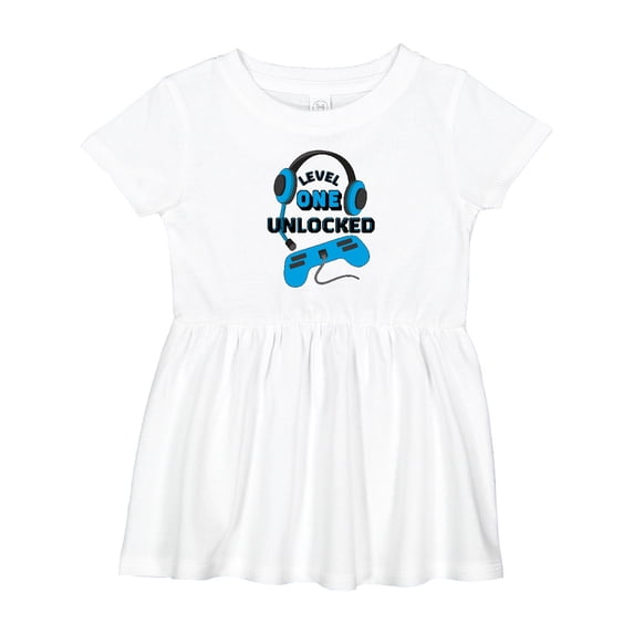 Inktastic Level One Unlocked Blue Video Game First Birthday Girls Baby Dress