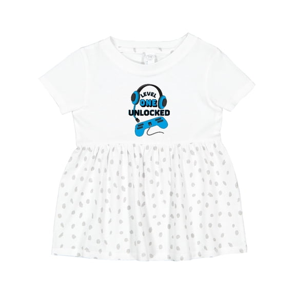 Inktastic Level One Unlocked Blue Video Game First Birthday Girls Baby Dress