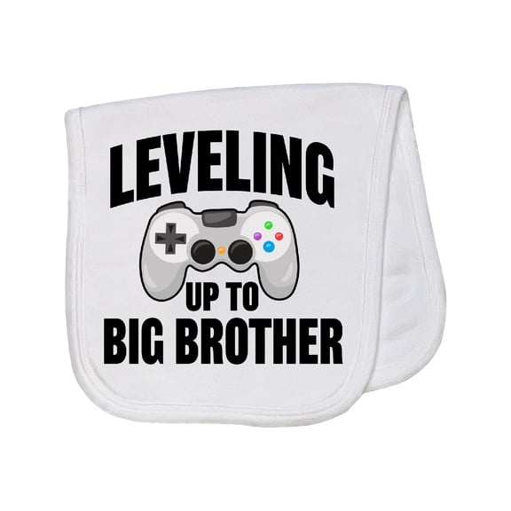 Inktastic Leveling Up to Big Brother Baby Burp Cloth