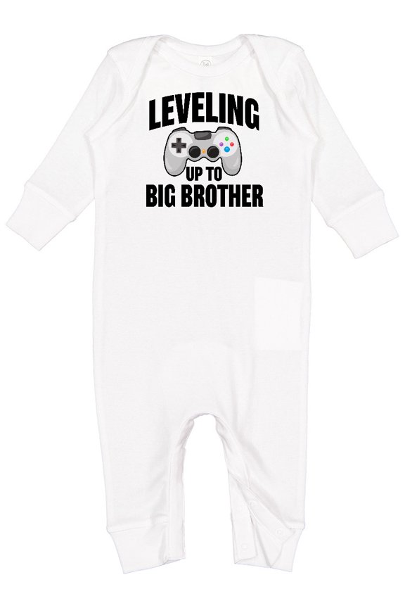 Leveling Up to Big Brother Baby Romper Coveralls