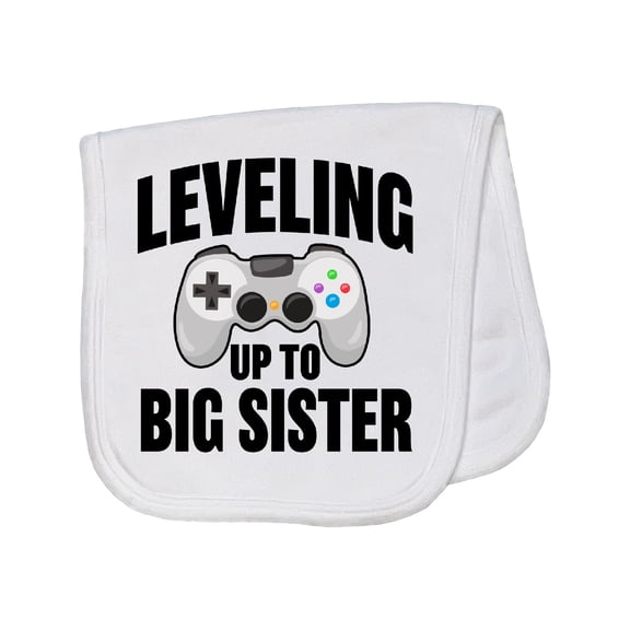 Inktastic Leveling Up to Big Sister Baby Burp Cloth