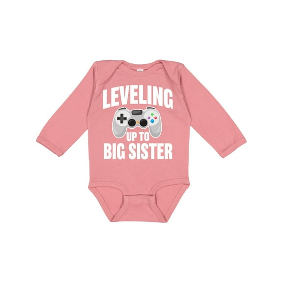 Inktastic Leveling Up to Big Sister Girls Long Sleeve Baby Bodysuit