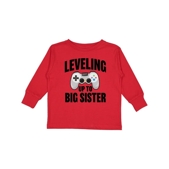 Inktastic Leveling up To Big Sister Girls Long Sleeve Toddler T-Shirt