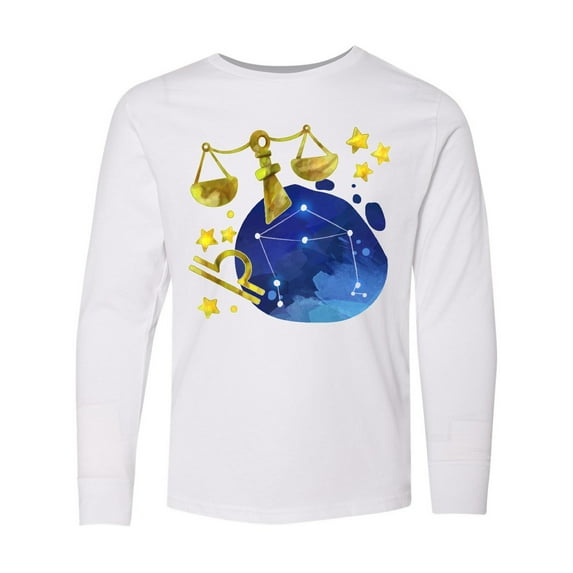 Inktastic Libra Constellation Zodiac Sign Illustration Long Sleeve Youth T-Shirt