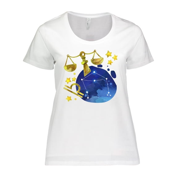 Inktastic Libra Constellation Zodiac Sign Illustration Women's Plus Size T-Shirt
