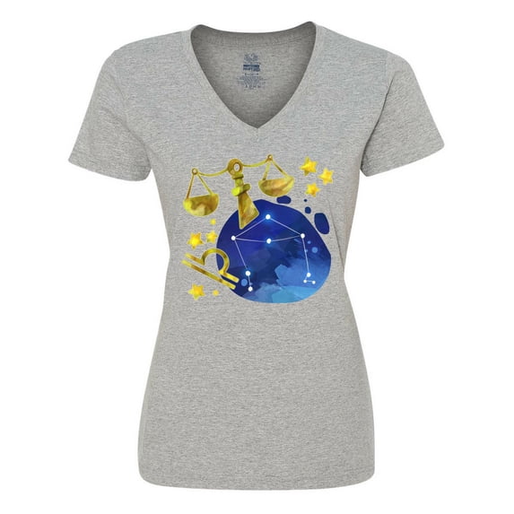 Inktastic Libra Constellation Zodiac Sign Illustration Women's V-Neck T-Shirt