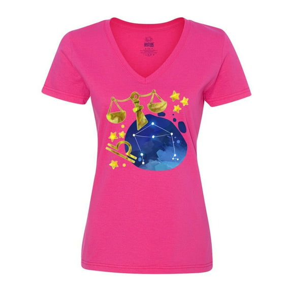 Inktastic Libra Constellation Zodiac Sign Illustration Women's V-Neck T-Shirt