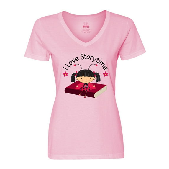 Inktastic Library I Love Storytime Reading Women's V-Neck T-Shirt