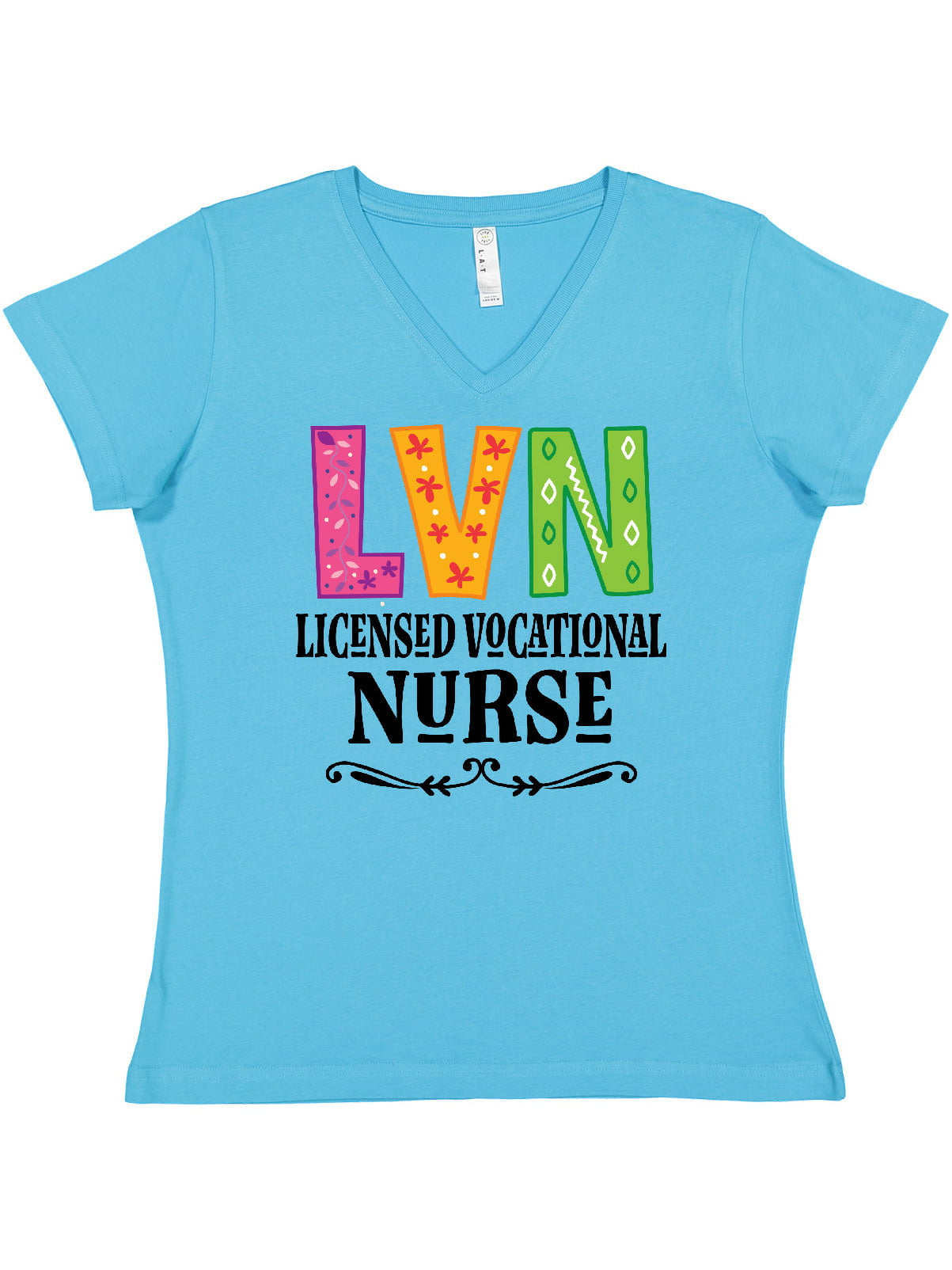 Inktastic Licensed Vocational Nurse LVN Women's V-Neck T-Shirt 
