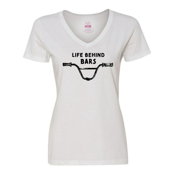 Inktastic Life Behind Bars BMX Women's V-Neck T-Shirt