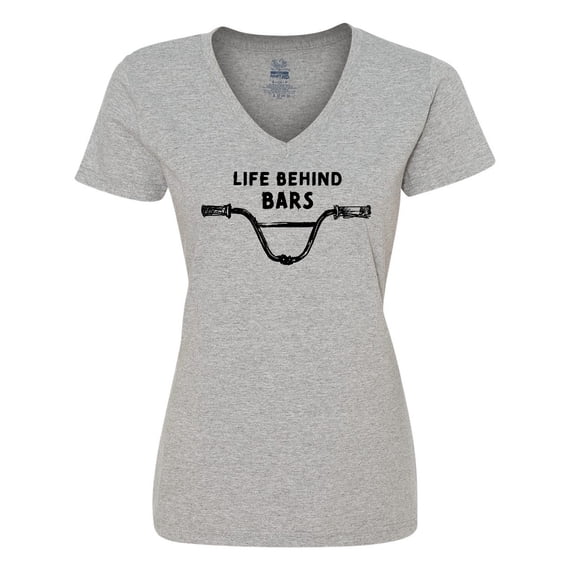 Inktastic Life Behind Bars BMX Women's V-Neck T-Shirt