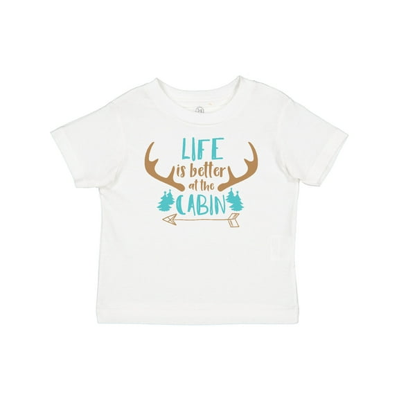Inktastic Life is Better at the Cabin, Deer Antlers, Camping Boys or Girls Baby T-Shirt