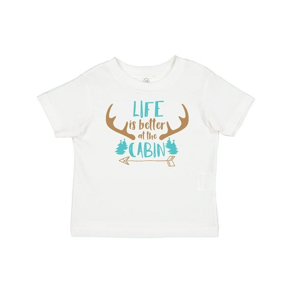 Inktastic Life is Better at the Cabin, Deer Antlers, Camping Boys or Girls Baby T-Shirt