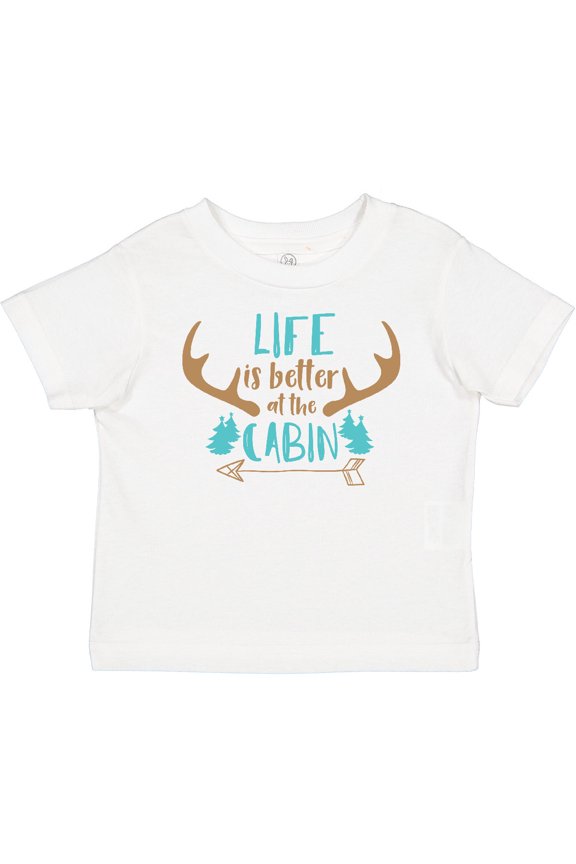 Life is Better at the Cabin, Deer Antlers, Camping Boys or Girls Baby T-Shirt