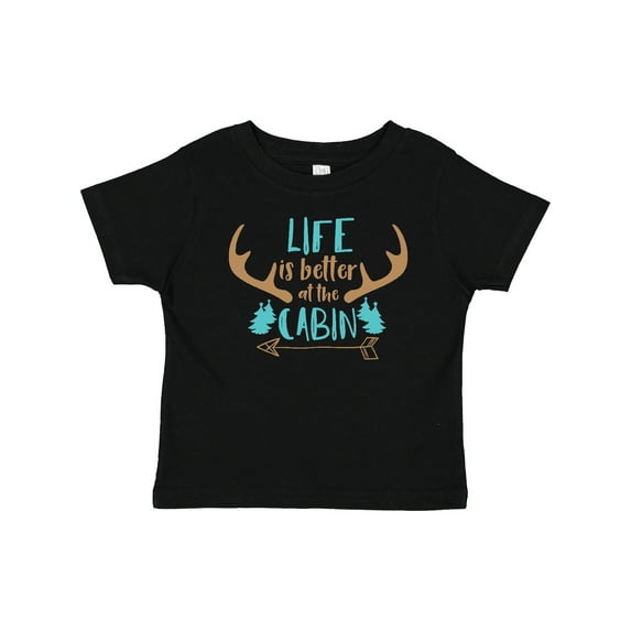 Inktastic Life is Better at the Cabin, Deer Antlers, Camping Boys or Girls Baby T-Shirt