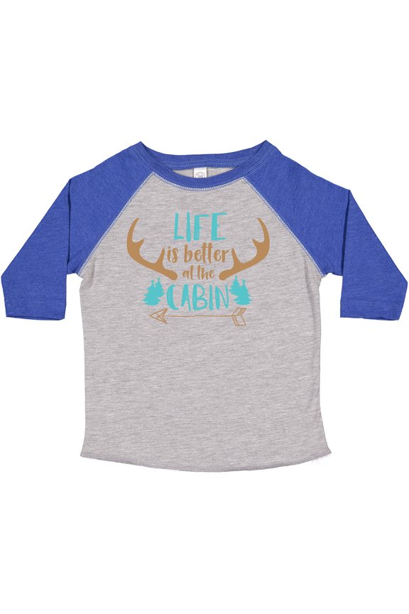 Life Is Better At The Cabin, Deer Antlers, Camping Boys or Girls Toddler T-Shirt