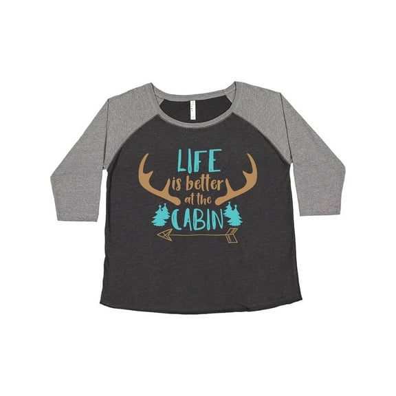 Inktastic Life Is Better At The Cabin, Deer Antlers, Camping Women's Plus Size T-Shirt