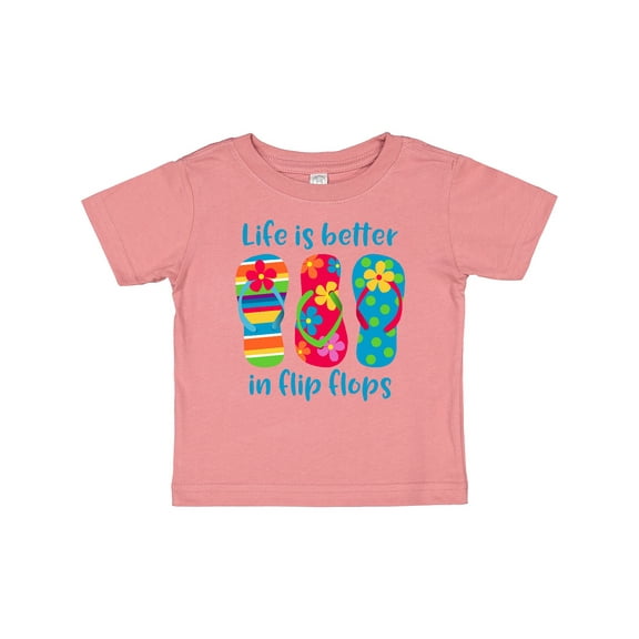 Inktastic Life Is Better Flip Flops Girls Baby T-Shirt
