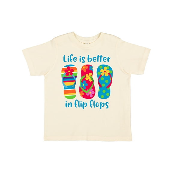 Inktastic Life Is Better Flip Flops Girls Toddler T-Shirt