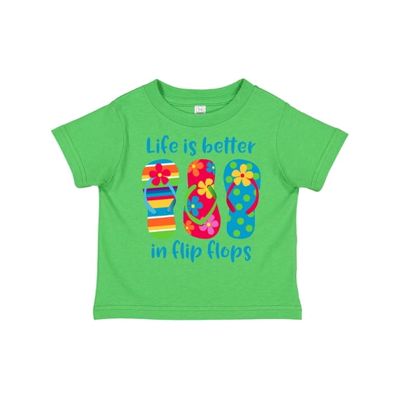 Inktastic Life Is Better Flip Flops Girls Toddler T-Shirt