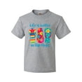 thumbnail image 1 of Inktastic Life Is Better Flip Flops Youth T-Shirt, 1 of 5
