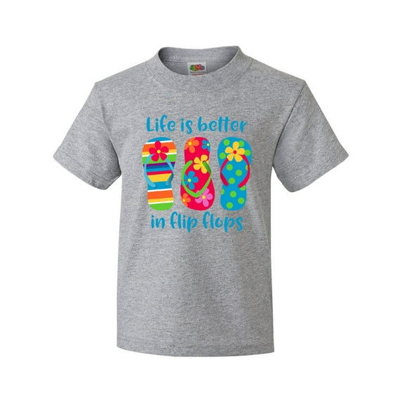 Inktastic Life Is Better Flip Flops Youth T-Shirt