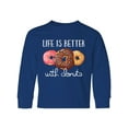thumbnail image 1 of Inktastic Life Is Better With Donuts Long Sleeve Youth T-Shirt, 1 of 5
