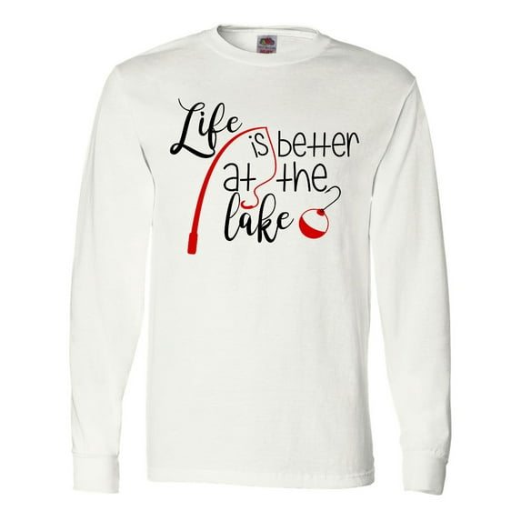 Inktastic Life Is Better at the Lake Fishing Pole with Bobber Long Sleeve T-Shirt