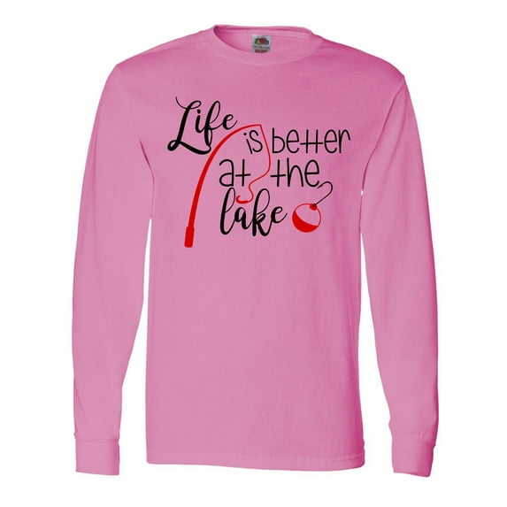Inktastic Life Is Better at the Lake Fishing Pole with Bobber Long Sleeve T-Shirt