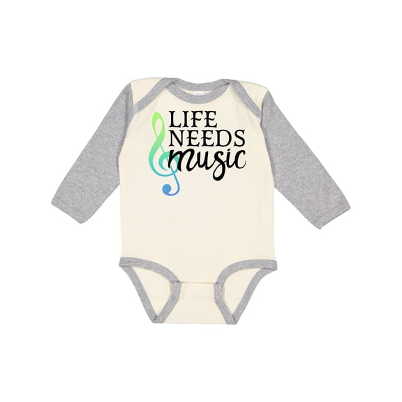 Inktastic Life Needs Music- ocean colors Boys or Girls Long Sleeve Baby Bodysuit