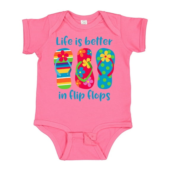Inktastic Life is Better Flip Flops Girls Baby Bodysuit