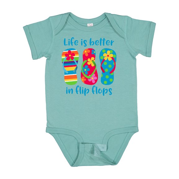 Inktastic Life is Better Flip Flops Girls Baby Bodysuit