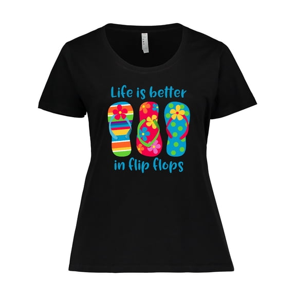 Inktastic Life is Better Flip Flops Women's Plus Size T-Shirt