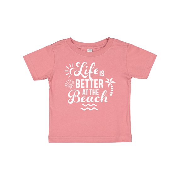 Inktastic Life is Better at The Beach with Sunshine Seashell and Palm Trees Boys or Girls Baby T-Shirt