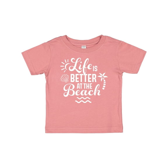 Inktastic Life is Better at The Beach with Sunshine Seashell and Palm Trees Boys or Girls Baby T-Shirt