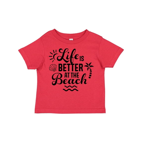 Inktastic Life is Better at The Beach with Sunshine Seashell and Palm Trees Boys or Girls Toddler T-Shirt