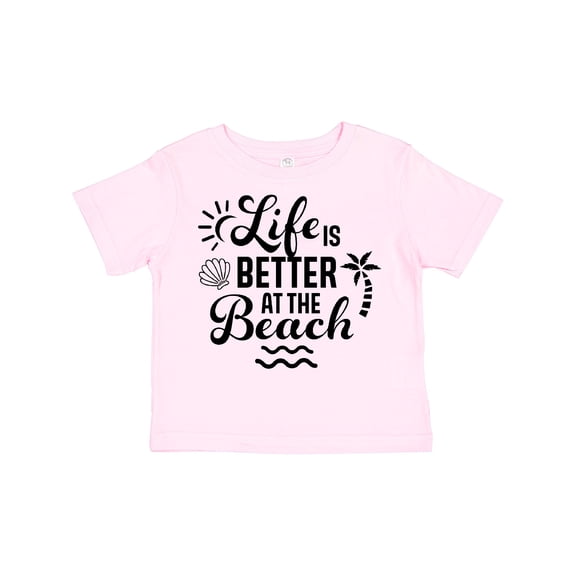 Inktastic Life is Better at The Beach with Sunshine Seashell and Palm Trees Boys or Girls Toddler T-Shirt