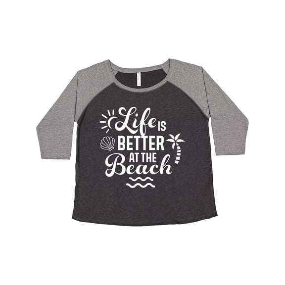 Inktastic Life is Better at The Beach with Sunshine Seashell and Palm Trees Women's Plus Size T-Shirt