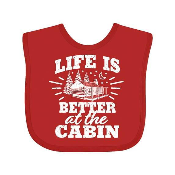Inktastic Life is Better at The Cabin with Trees and Moon Boys or Girls Baby Bib
