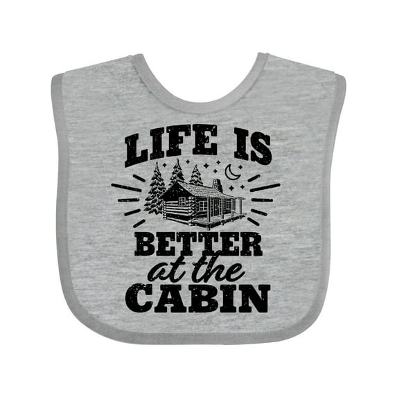 Inktastic Life is Better at The Cabin with Trees and Moon Boys or Girls Baby Bib