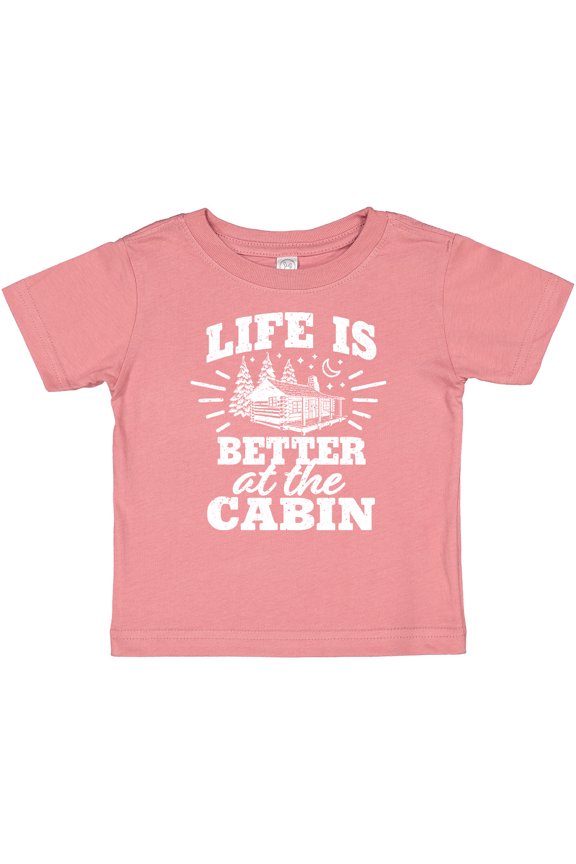 Life is Better at The Cabin with Trees and Moon Boys or Girls Baby T-Shirt