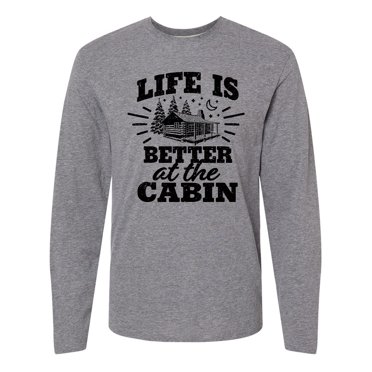 Inktastic Life is Better at The Cabin with Trees and Moon Long Sleeve T-Shirt