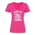 thumbnail image 1 of Inktastic Life is Better at The Cabin with Trees and Moon Women's V-Neck T-Shirt, 1 of 5
