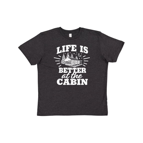 Inktastic Life is Better at The Cabin with Trees and Moon Youth T-Shirt