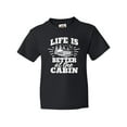 thumbnail image 1 of Inktastic Life is Better at The Cabin with Trees and Moon Youth T-Shirt, 1 of 5