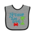 thumbnail image 1 of Inktastic Life is Better at the Beach Crab and Palm Tree Boys or Girls Baby Bib, 1 of 4
