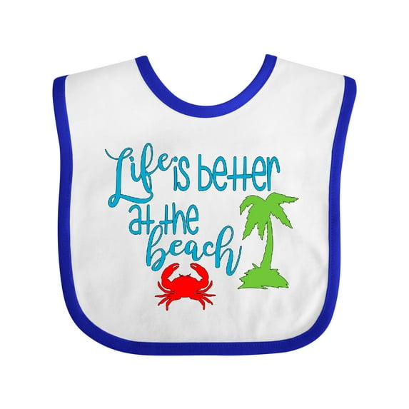 Inktastic Life is Better at the Beach Crab and Palm Tree Boys or Girls Baby Bib