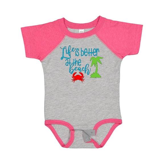 Inktastic Life is Better at the Beach Crab and Palm Tree Boys or Girls Baby Bodysuit