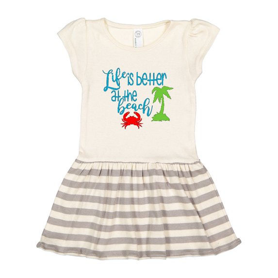 Inktastic Life is Better at the Beach Crab and Palm Tree Gift Toddler Girl Dress